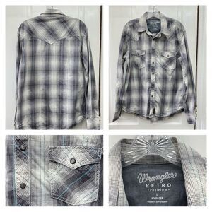 Wrangler Retro Premium western wear pearl snap long‎ sleeve shirt men's large